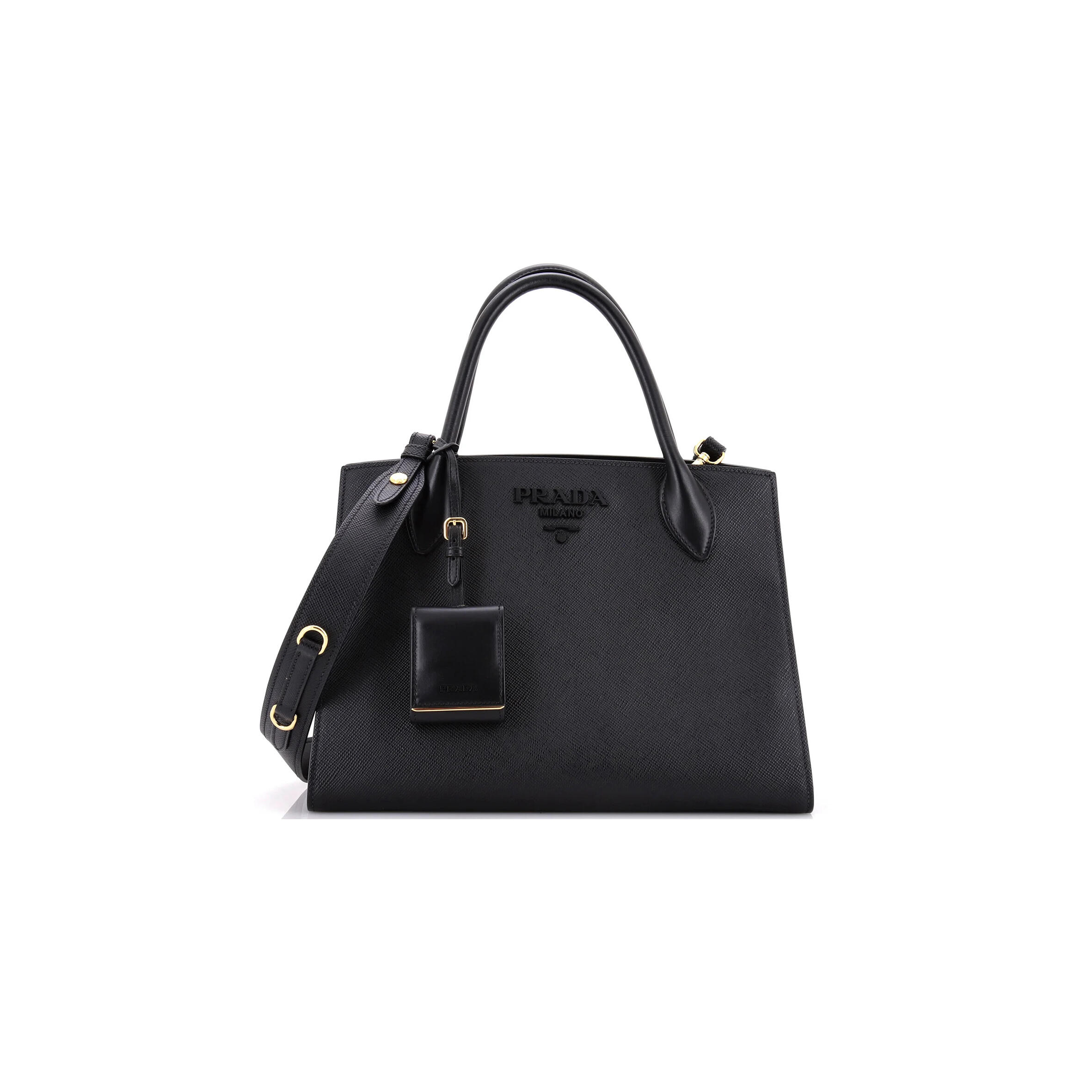 Pra*a monochrome tote saffiano with city calf medium 1ba155 (33*24.5*15cm)